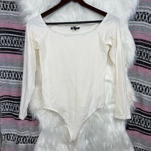 Express • Boatneck Bodysuit • Off White • M